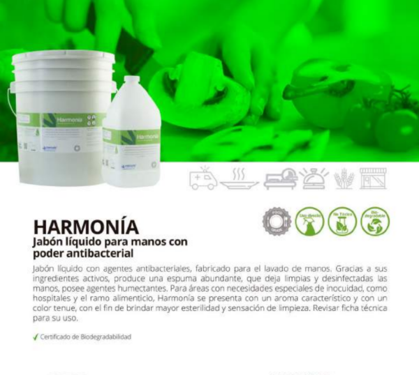 Harmonia - Jabón Líquido Para Manos Biodegradable Con Poder Antibacterial.