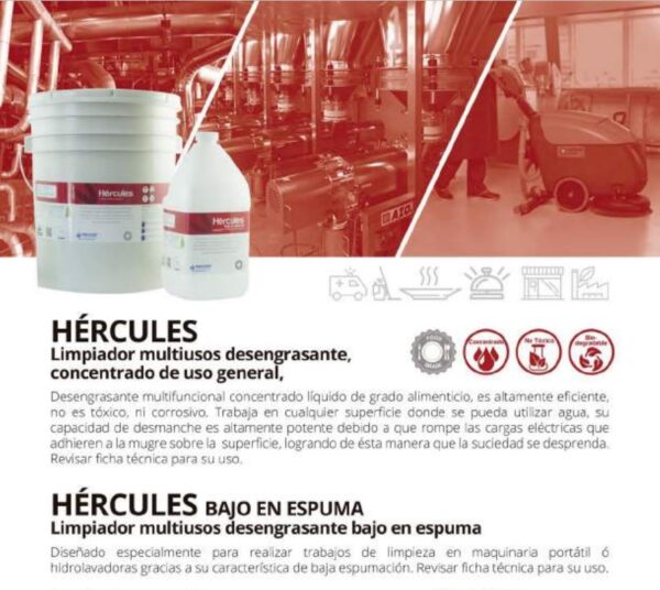 Hércules - Limpiador Multiusos Desengrasante, Concentrado De Uso General, Biodegradable.