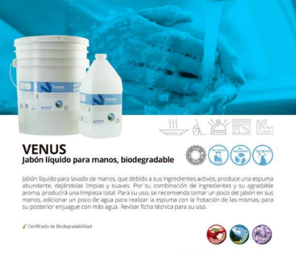 Venus - Jabón Líquido Para Manos. Producto Biodegradable.